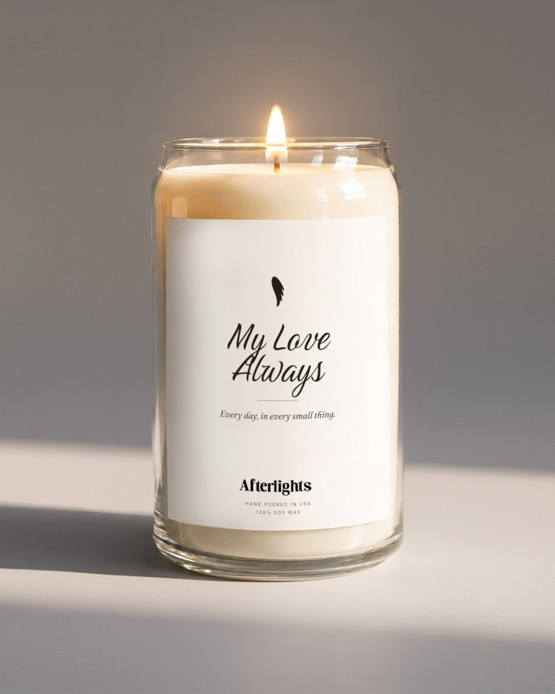 Wedding memory candle in loving memory with script lettering