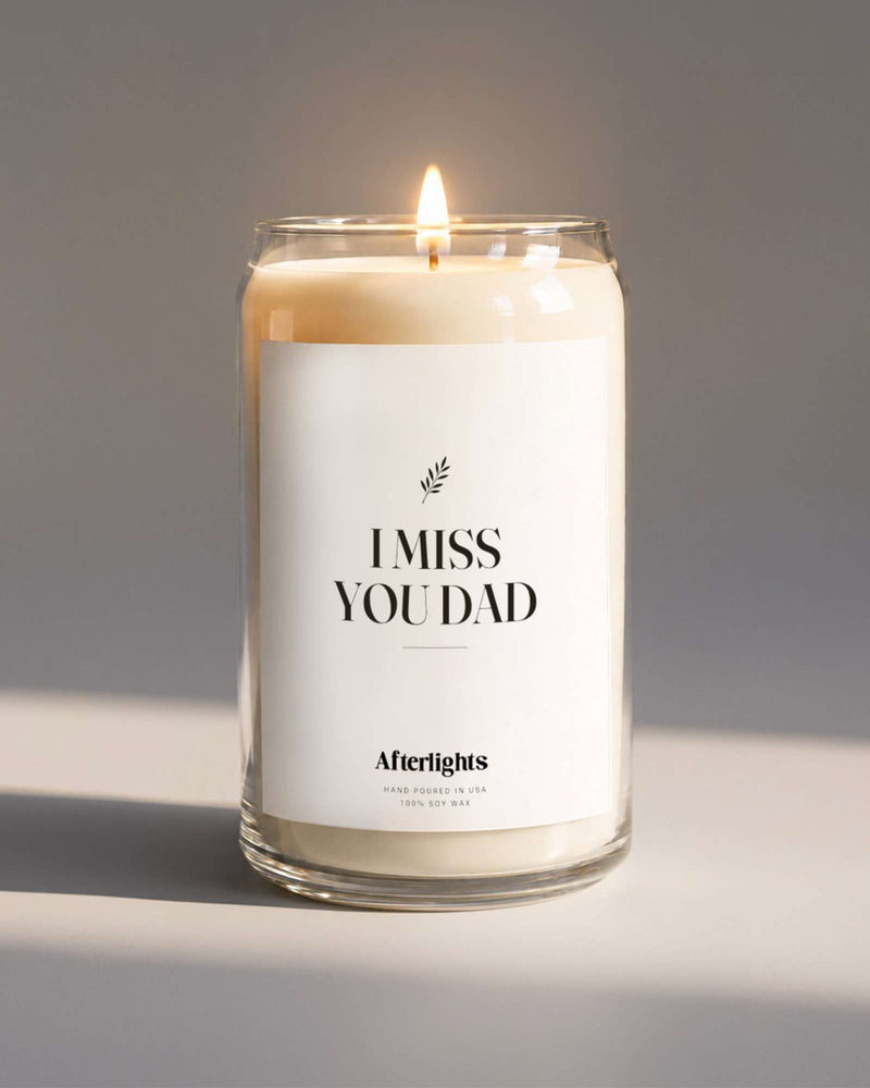 I Miss You Dad memorial candle, hand-poured soy candle by Afterlights