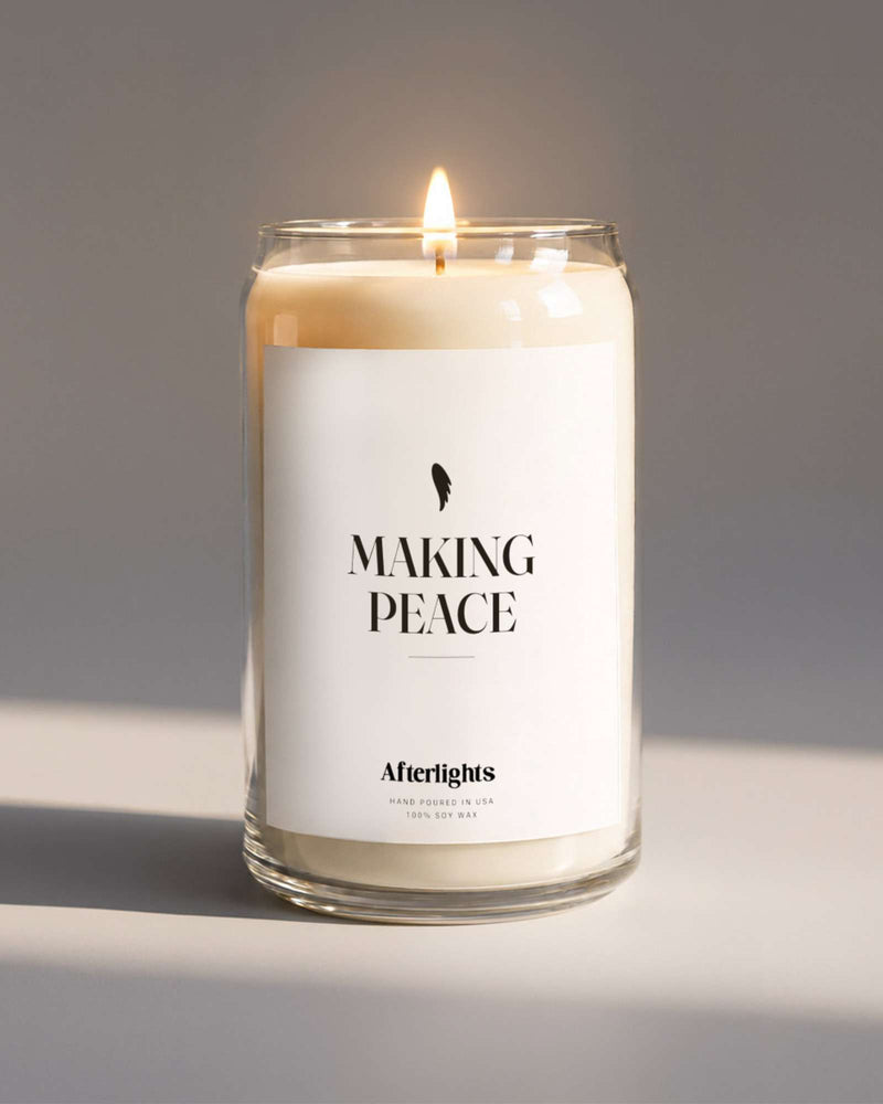 Making Peace memorial candle, hand-poured soy candle by Afterlights