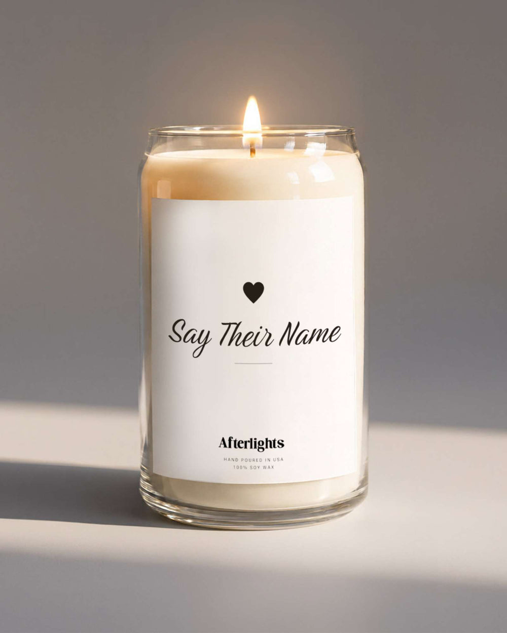 Say Their Name memorial candle, hand-poured soy candle by Afterlights